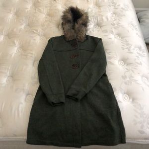 Green wooly bully trench coat